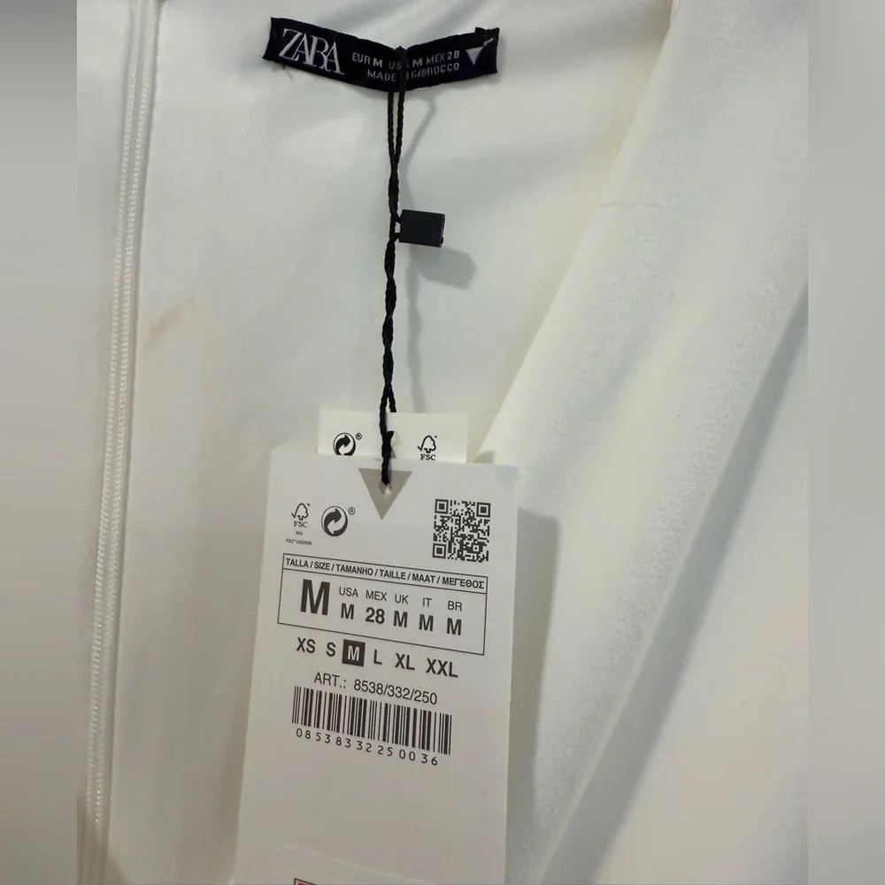 Zara White Long Sleeve Dress - Picture 2 of 3